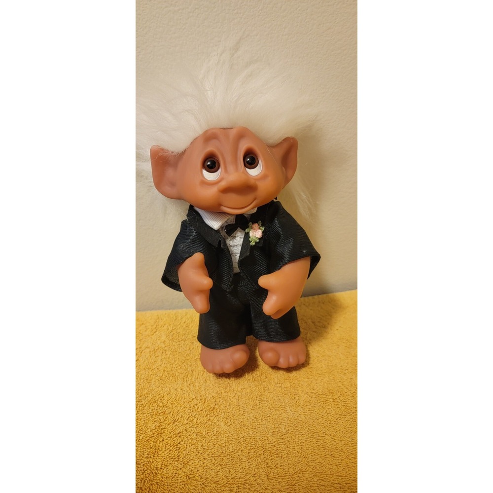Vintage 8" Thomas Dam Troll Wedding Groom Doll Black Tux 1977 Denmark